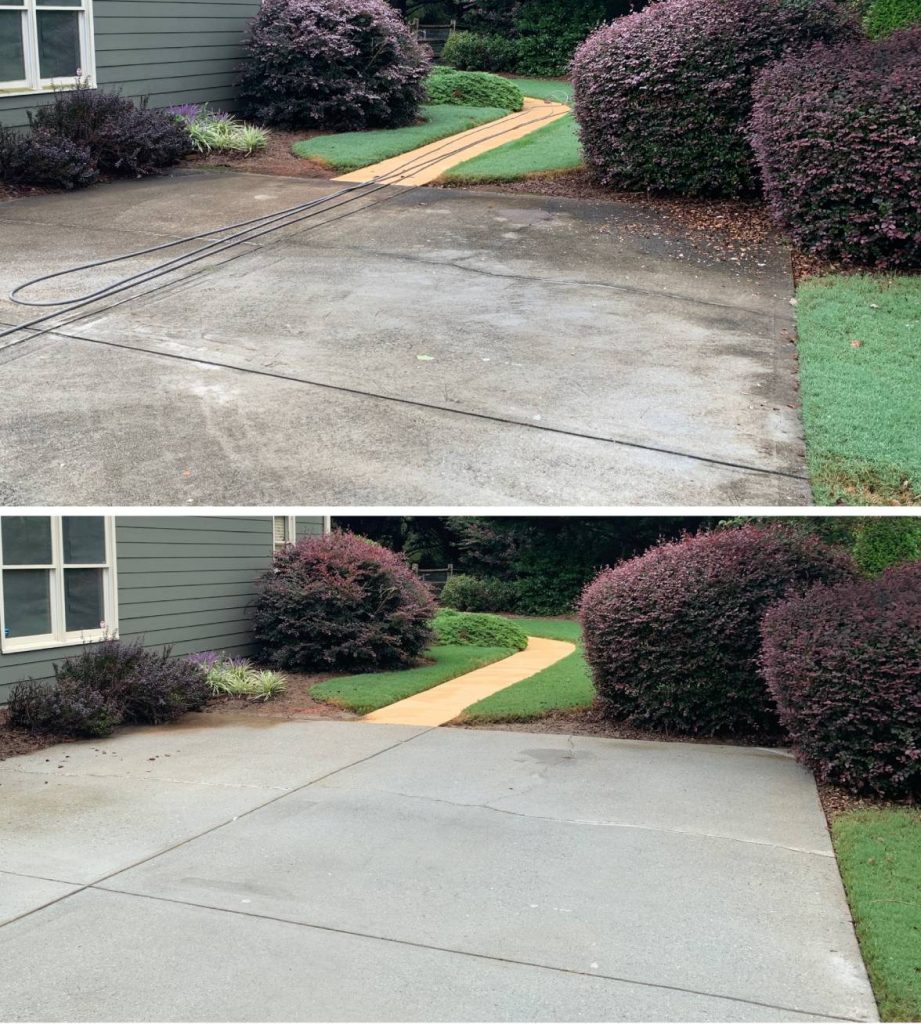 before and after patio cleaning