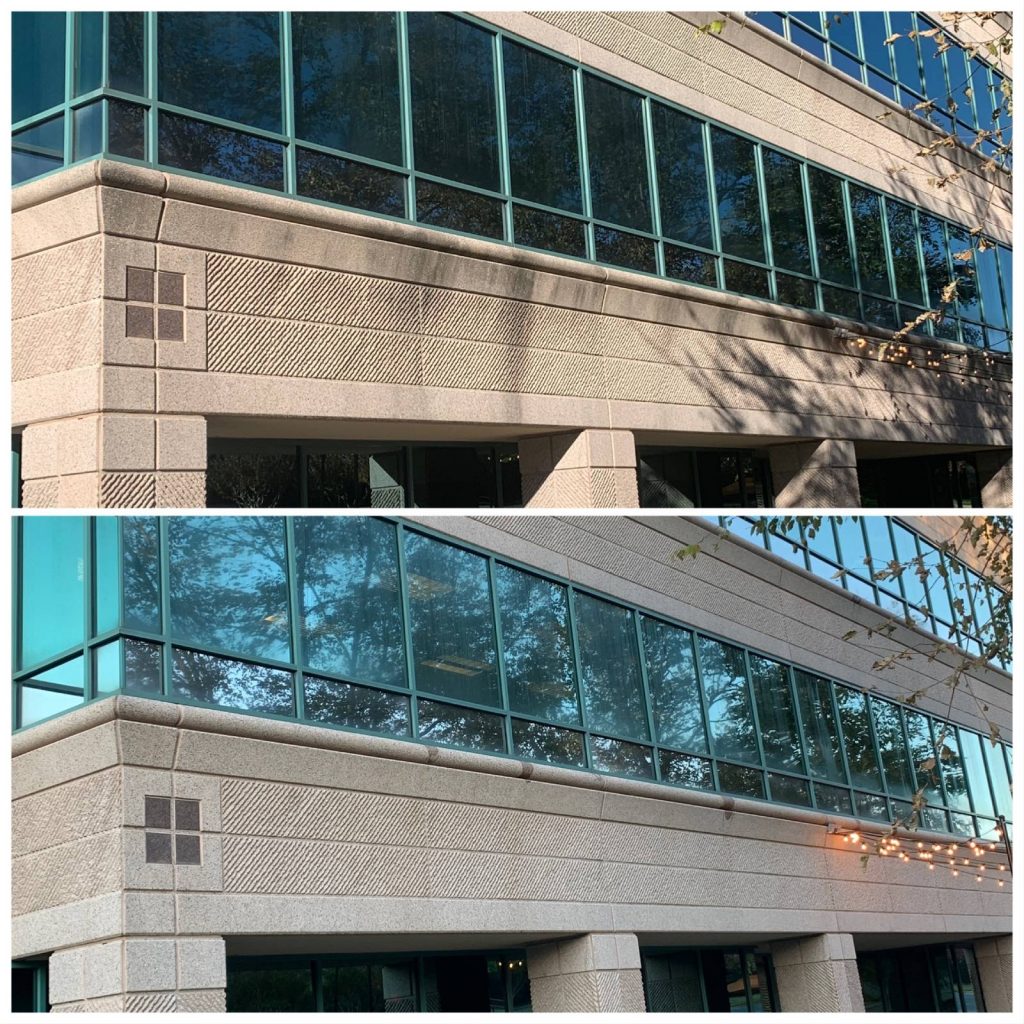 before and after commercial building wash