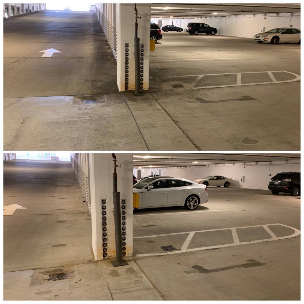 before and after Parking Lot Cleaning